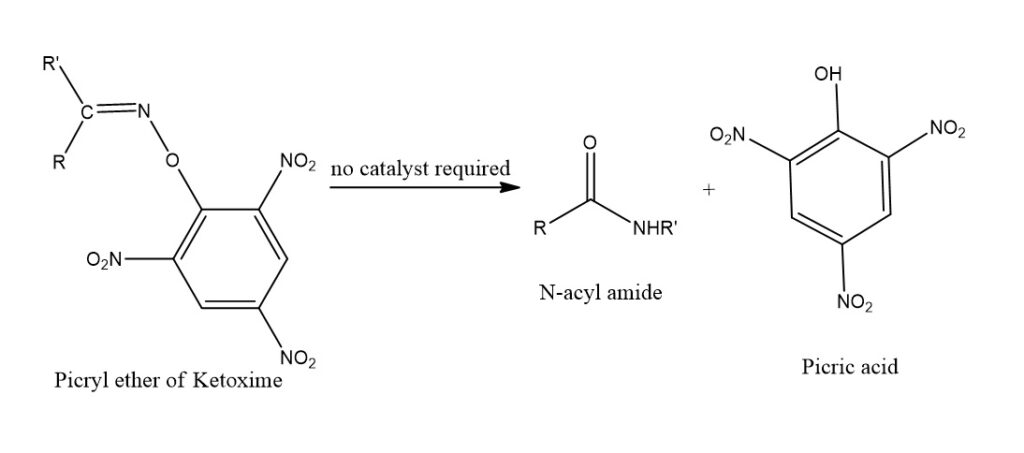 Rearrangement of oxime derivative