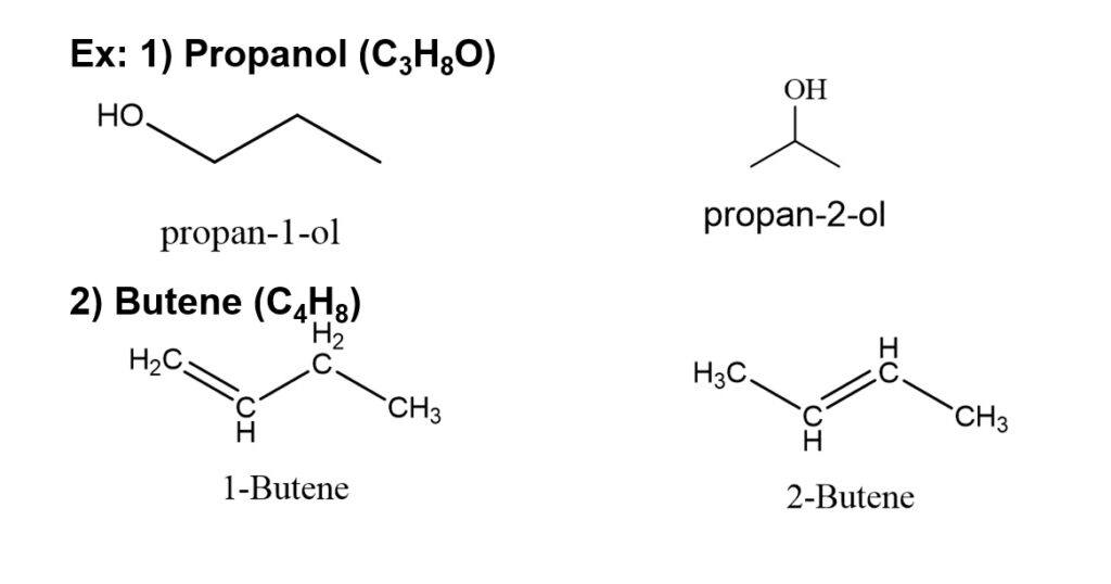 Positional Isomers of Propanol and Butene